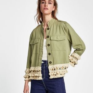 Blogger Favorite Zara Coin Fringe Jacket Green